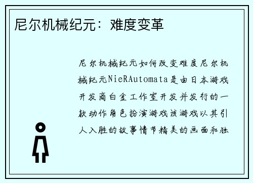 尼尔机械纪元：难度变革